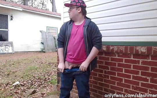 Chubby Boy Jerking Off Outside